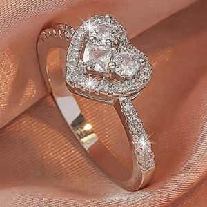 New Bling Heart Ring Cubic Zirconia Valentine's Day Jewelry